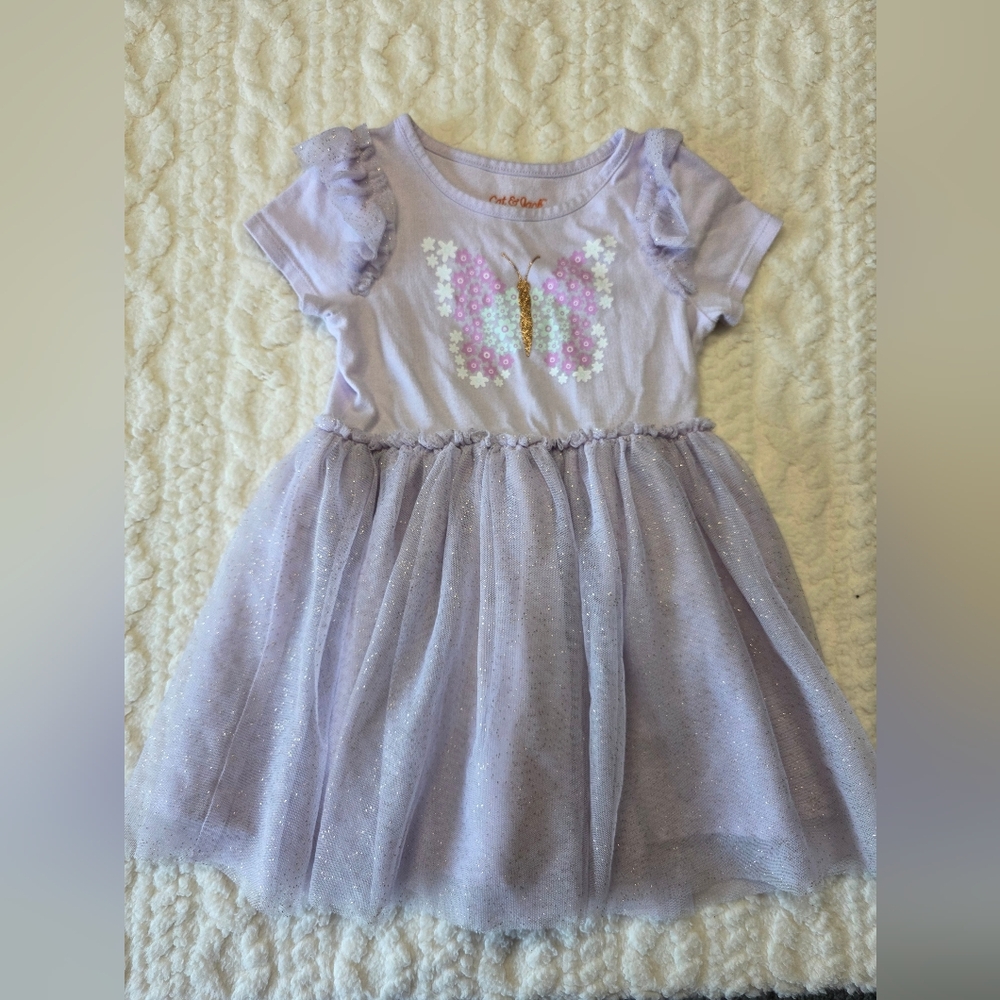 Cat & Jack Lavender Butterfly Tutu Dress | 3T | Glitter Tulle Skirt